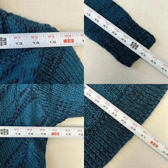 Ricki’s Circle Cardigan Open Front Draped Collar Sweater Teal Green Black Small - Picture 8 of 11